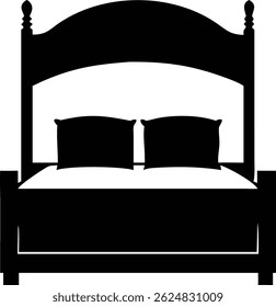 La silueta de una cama con dosel con dos almohadas ofrece un aspecto limpio y moderno. Su estilo minimalista y color negro sólido crean una estética audaz y contemporánea.