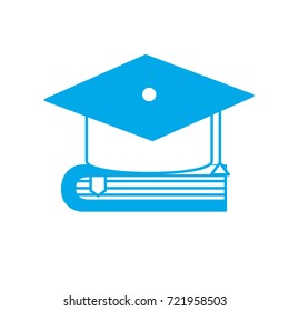 silhouette cap graduation over close book