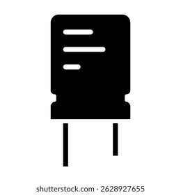 Silhouette of capacitor. Capacitor icon isolated on white background