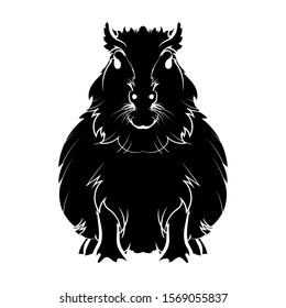 Silhouette of a capybara. Graphic drawing. Vector illustration.