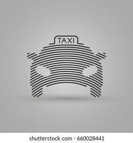 The silhouette of the car in concentric circles flat style vector illustration. The logo of the taxi company