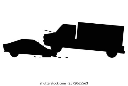 Silhouette of a Car Crash Accident on a Highway