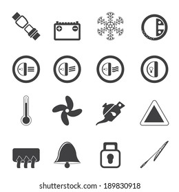 Silhouette Car Dashboard icons -  vector icons set