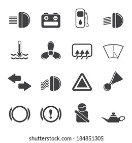 Silhouette Car Dashboard - simple vector icons set