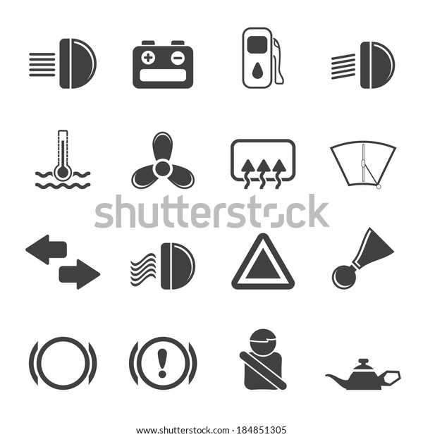 Silhouette Car\
Dashboard - simple vector icons\
set
