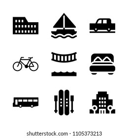 silhouette, car, freedom and resort icons in Travel vector set. Graphics for web and design