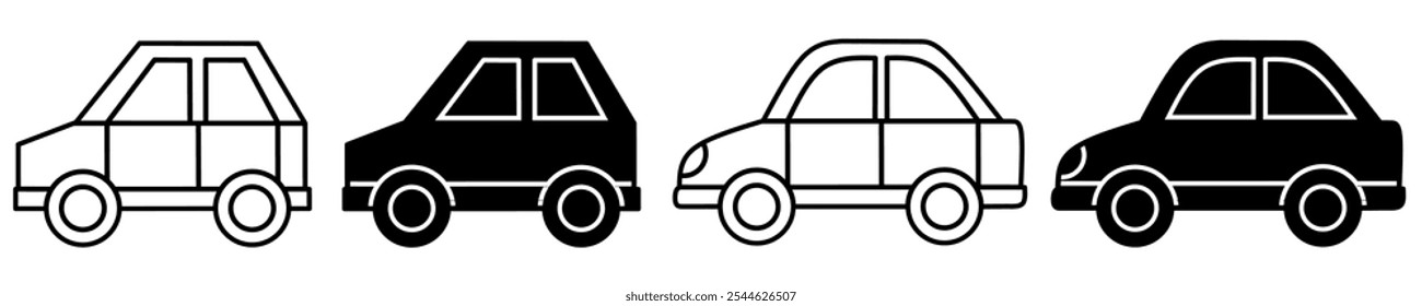 Silhouette of car icon illustration on white background. Car icon set for business. Stock vector.