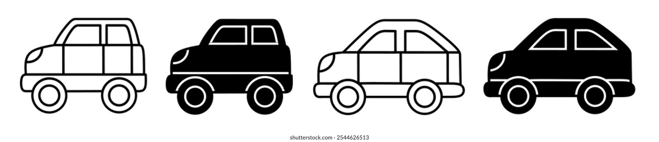 Silhouette of car icon illustration on white background. Car icon set for business. Stock vector.