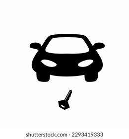 silhouette Car and key icon isolated on white background, Illustration vector