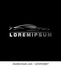 silhouette car logo with deep philosophy for technology startup company. silhouette car logo design has mean elegant and luxury for company sign