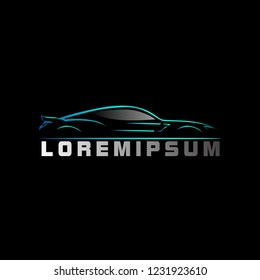silhouette car logo with deep philosophy for technology startup company. silhouette car logo design has mean elegant and luxury for company sign