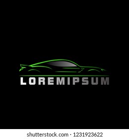 silhouette car logo with deep philosophy for technology startup company. silhouette car logo design has mean elegant and luxury for company sign