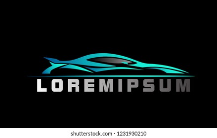 silhouette car logo with deep philosophy for technology startup company. silhouette car logo design has mean elegant and luxury for company sign