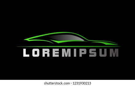 silhouette car logo with deep philosophy for technology startup company. silhouette car logo design has mean elegant and luxury for company sign