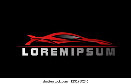 silhouette car logo with deep philosophy for technology startup company. silhouette car logo design has mean elegant and luxury for company sign