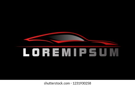 silhouette car logo with deep philosophy for technology startup company. silhouette car logo design has mean elegant and luxury for company sign