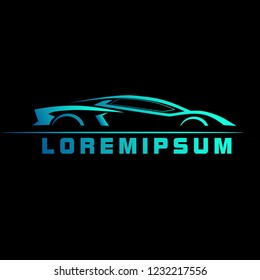 silhouette car logo with deep philosophy for technology startup company. silhouette car logo design has mean elegant and luxury for company sign