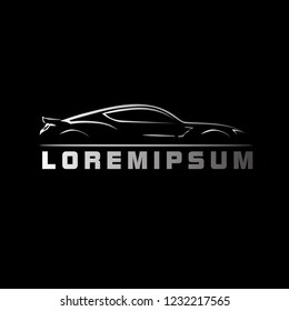 silhouette car logo with deep philosophy for technology startup company. silhouette car logo design has mean elegant and luxury for company sign