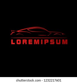 silhouette car logo with deep philosophy for technology startup company. silhouette car logo design has mean elegant and luxury for company sign