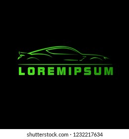silhouette car logo with deep philosophy for technology startup company. silhouette car logo design has mean elegant and luxury for company sign