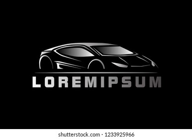 silhouette car logo with deep philosophy for technology startup company. silhouette car logo design has mean elegant and luxury for company sign