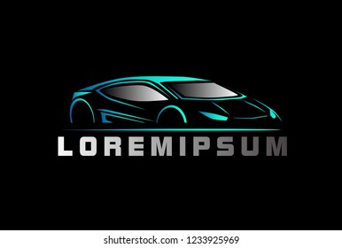 silhouette car logo with deep philosophy for technology startup company. silhouette car logo design has mean elegant and luxury for company sign