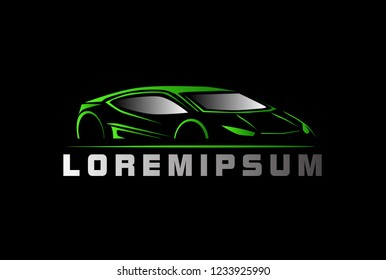 silhouette car logo with deep philosophy for technology startup company. silhouette car logo design has mean elegant and luxury for company sign