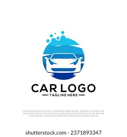 Silhouette car logo design concept. Car Wash Logo Vector Template