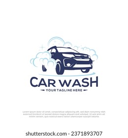 Silhouette car logo design concept. Car Wash Logo Vector Template