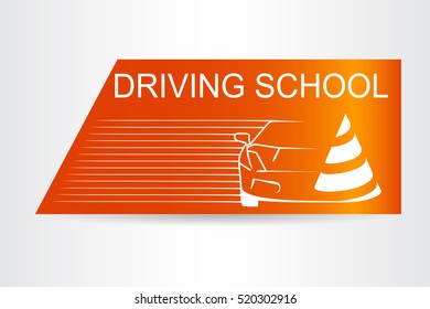 Silhouette of a car. Logo for driving school.