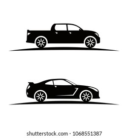 silhouette car, logo and vector
