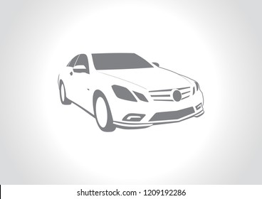 silhouette of the car. Mercedes Benz E class coupe.