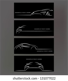 Silhouette of car on black background. Vector illustration