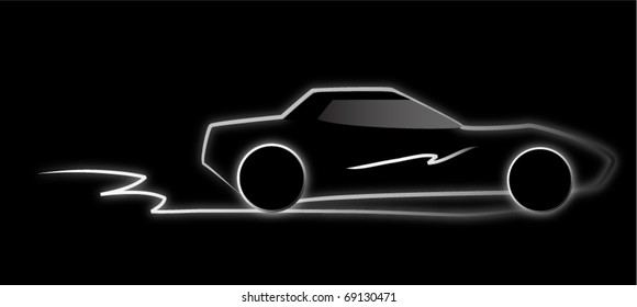 silhouette of the car on a black background