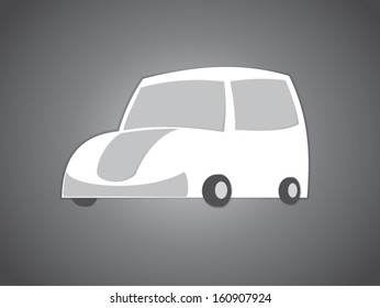 Silhouette of the car on the paper. Vector illustration.