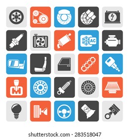 Silhouette Car parts and services icons - vector icon set 