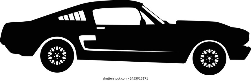 Silhouette of car side view illustration in vector