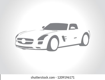 silhouette of the car. SLS AMG.