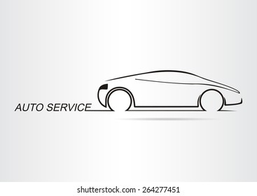 Silhouette of the car. Car symbol. Vector illustration