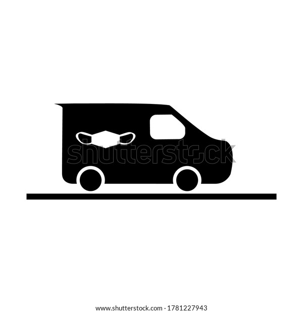 Silhouette of a car transport mask icon with\
a white background. vector\
illustration