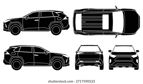 Silhouette Car Vector SUV Rav4 isolated on white background