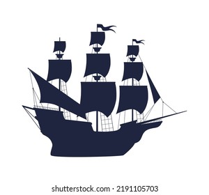 silhouette caravel ship isolated icon