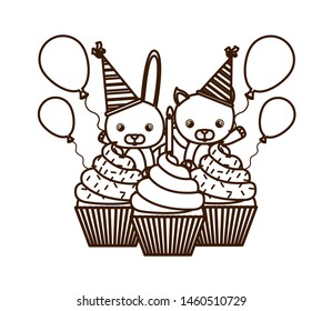 silhouette of card of celebration with animals