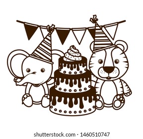 silhouette of card of celebration with animals