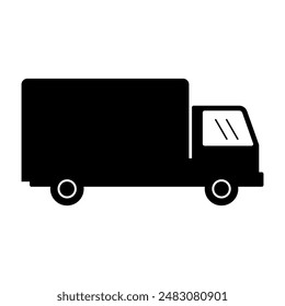 Silhouette cargo truck isolated on a white background, suitable for icons, logos, symbols, promotional media for expeditions, goods delivery, online shopping for delivery