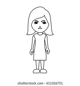 silhouette caricature angry woman with costume vector illustration