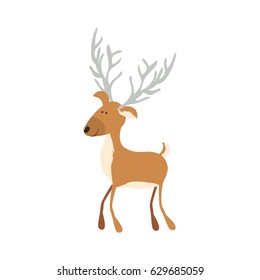 silhouette caricature color of funny reindeer with gray horns vector illustration