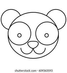 silhouette caricature face panda bear vector illustration