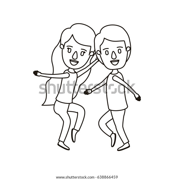 Silhouette Caricature Full Body Couple Dancing Stock Vector Royalty Free 638866459