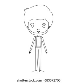 silhouette caricature groom guy in wedding formal suit with beard vector illustration